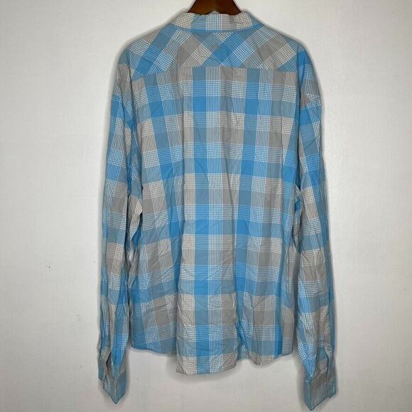 Marithe Francois Girbaud Blue Plaid Print Button Long Sleeve Shirt 4XL Men - Picture 6 of 8